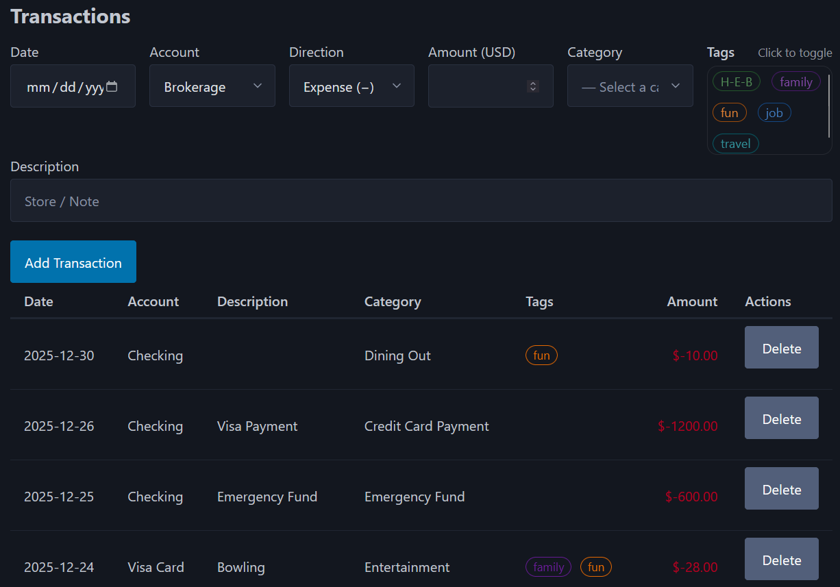 Transaction Tracking Screenshot